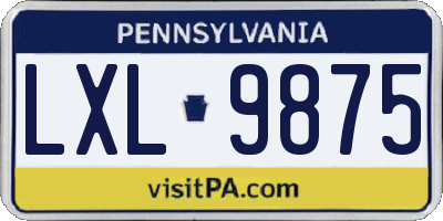 PA license plate LXL9875