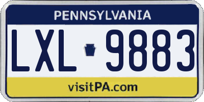 PA license plate LXL9883