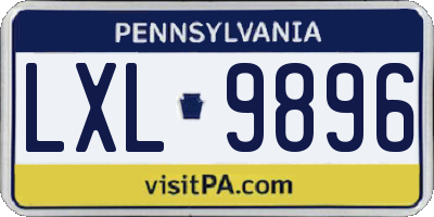 PA license plate LXL9896