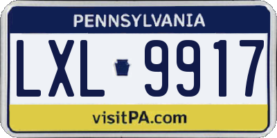 PA license plate LXL9917