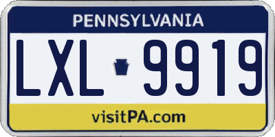 PA license plate LXL9919