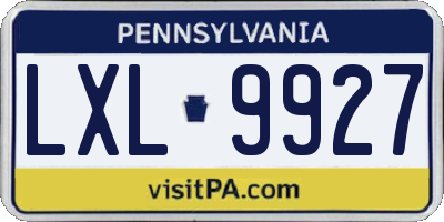 PA license plate LXL9927