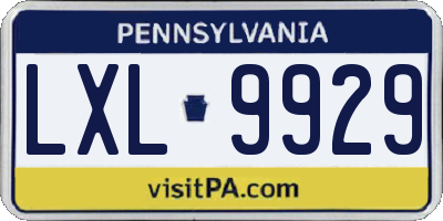 PA license plate LXL9929