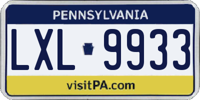 PA license plate LXL9933