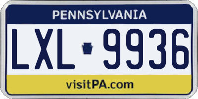 PA license plate LXL9936
