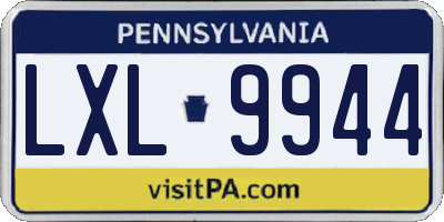 PA license plate LXL9944
