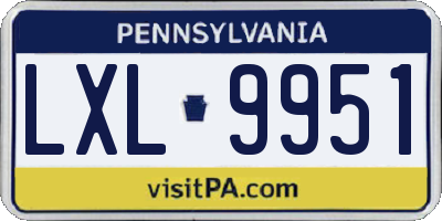 PA license plate LXL9951