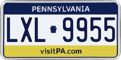 PA license plate LXL9955