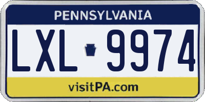 PA license plate LXL9974
