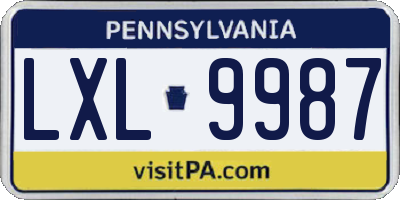 PA license plate LXL9987
