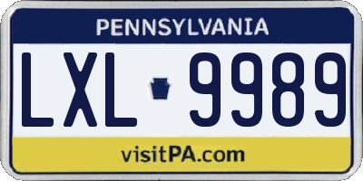 PA license plate LXL9989