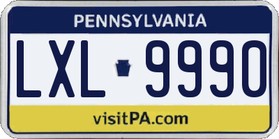 PA license plate LXL9990