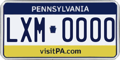 PA license plate LXM0000
