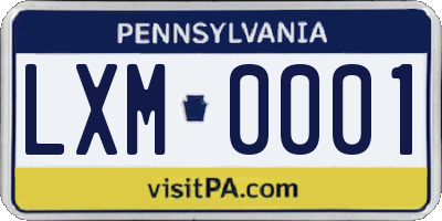 PA license plate LXM0001