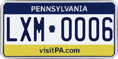 PA license plate LXM0006