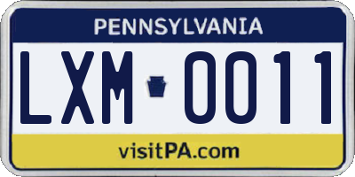 PA license plate LXM0011