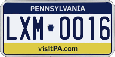 PA license plate LXM0016