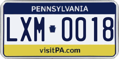 PA license plate LXM0018