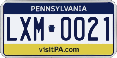 PA license plate LXM0021