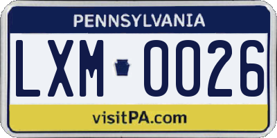 PA license plate LXM0026