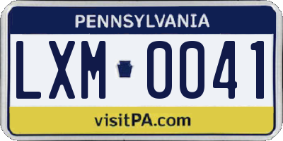 PA license plate LXM0041