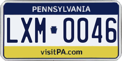 PA license plate LXM0046