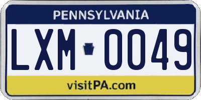 PA license plate LXM0049