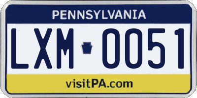 PA license plate LXM0051