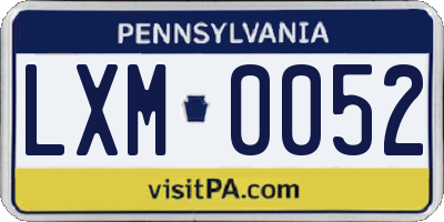 PA license plate LXM0052