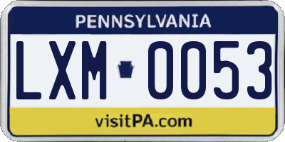 PA license plate LXM0053