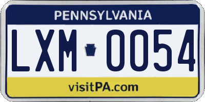 PA license plate LXM0054