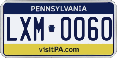 PA license plate LXM0060