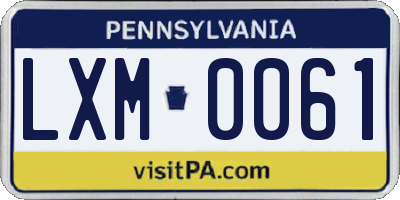 PA license plate LXM0061