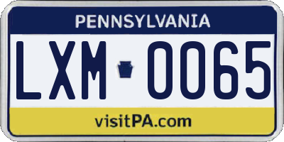 PA license plate LXM0065