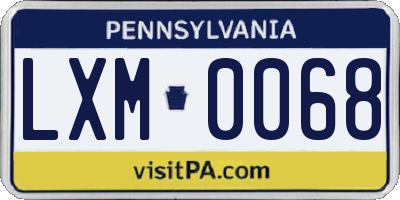 PA license plate LXM0068