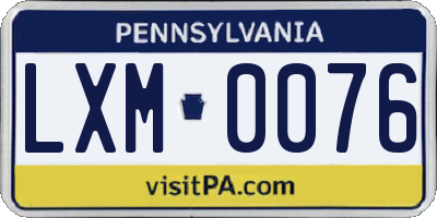 PA license plate LXM0076
