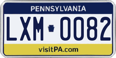 PA license plate LXM0082