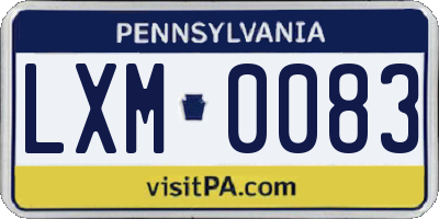 PA license plate LXM0083
