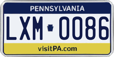 PA license plate LXM0086