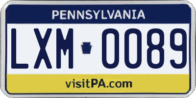 PA license plate LXM0089