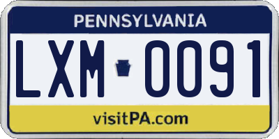 PA license plate LXM0091
