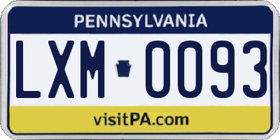 PA license plate LXM0093