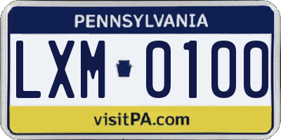 PA license plate LXM0100