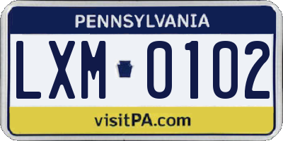 PA license plate LXM0102