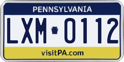 PA license plate LXM0112