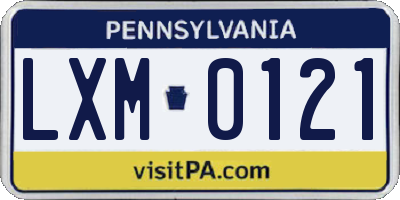 PA license plate LXM0121