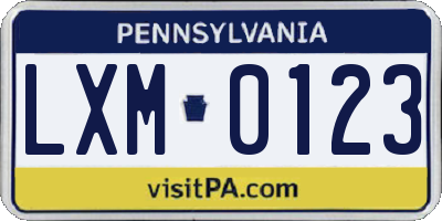 PA license plate LXM0123