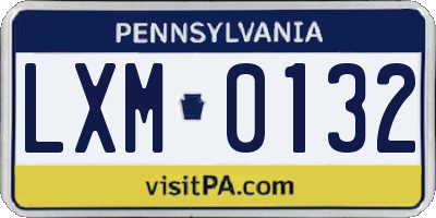 PA license plate LXM0132