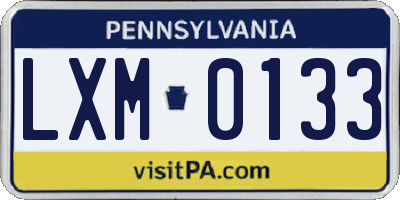PA license plate LXM0133