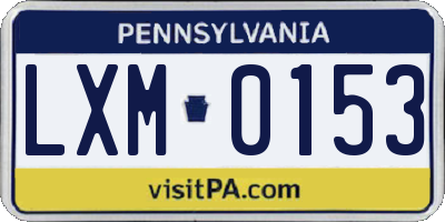 PA license plate LXM0153